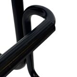 Vintage Black Leather & black frame Italian Modern Barstool