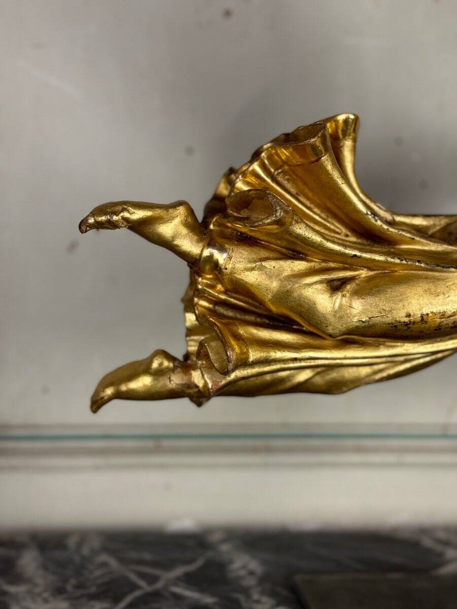 Gilded wooden sculpture, draped angel, Austria around 1800