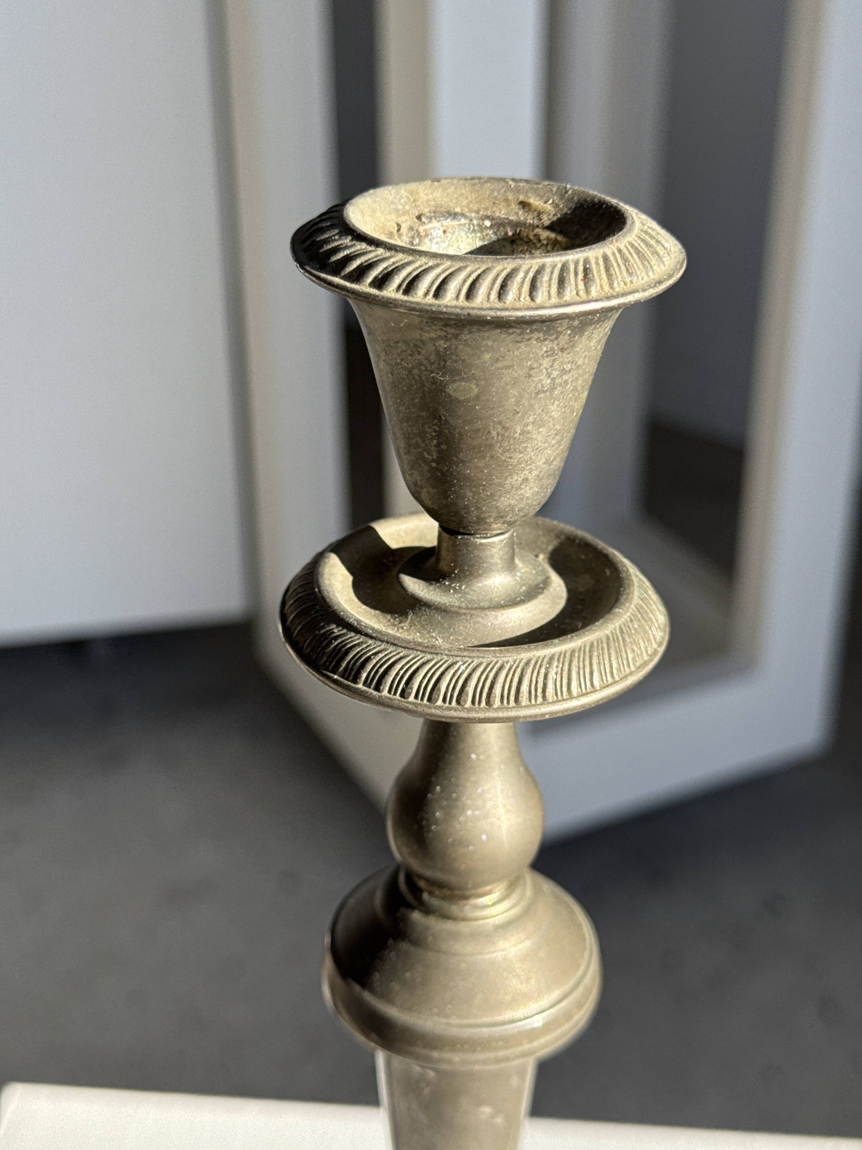 Large antique silver-plated candlestick H29 D10.5