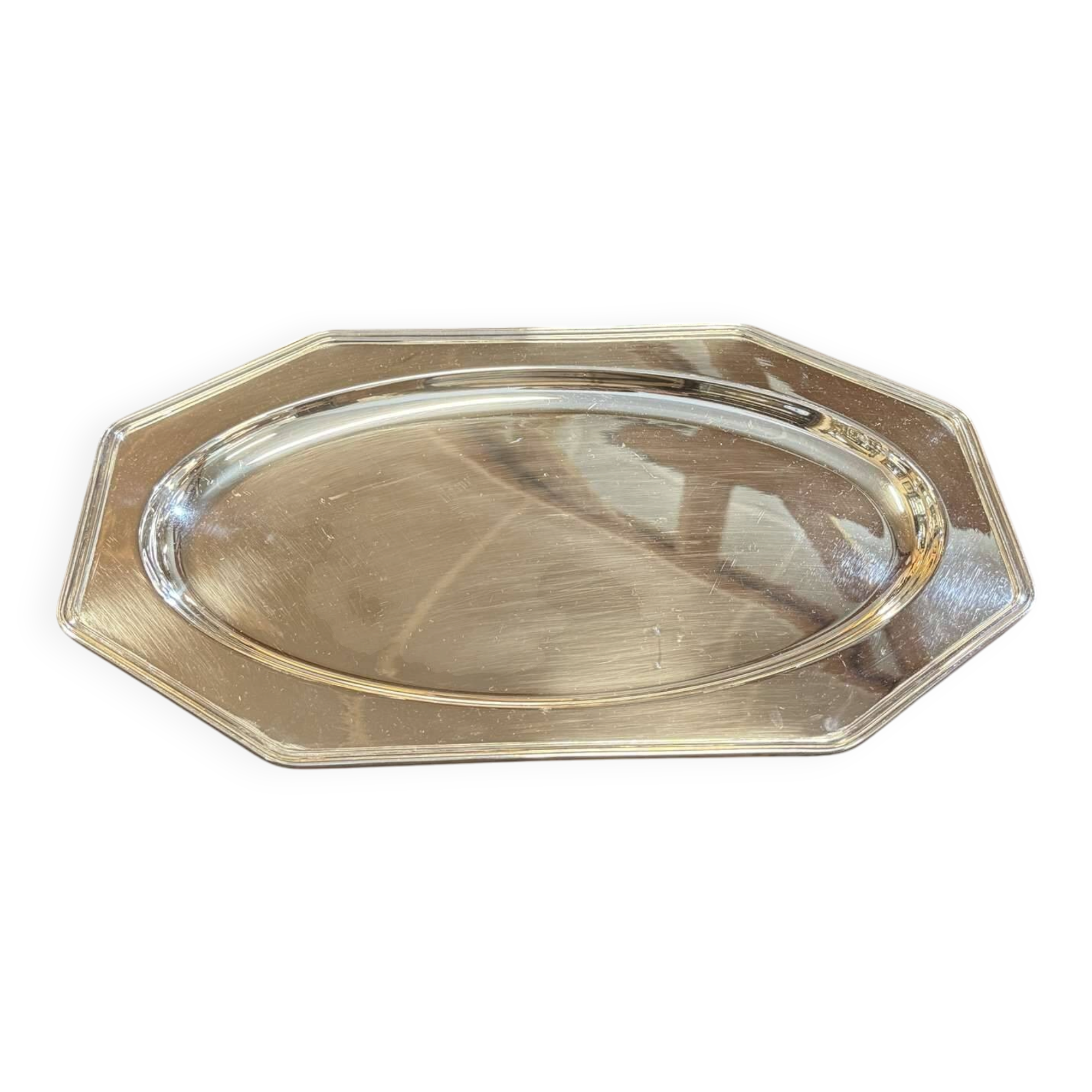 Silver-plated metal tray Christofle model Villars