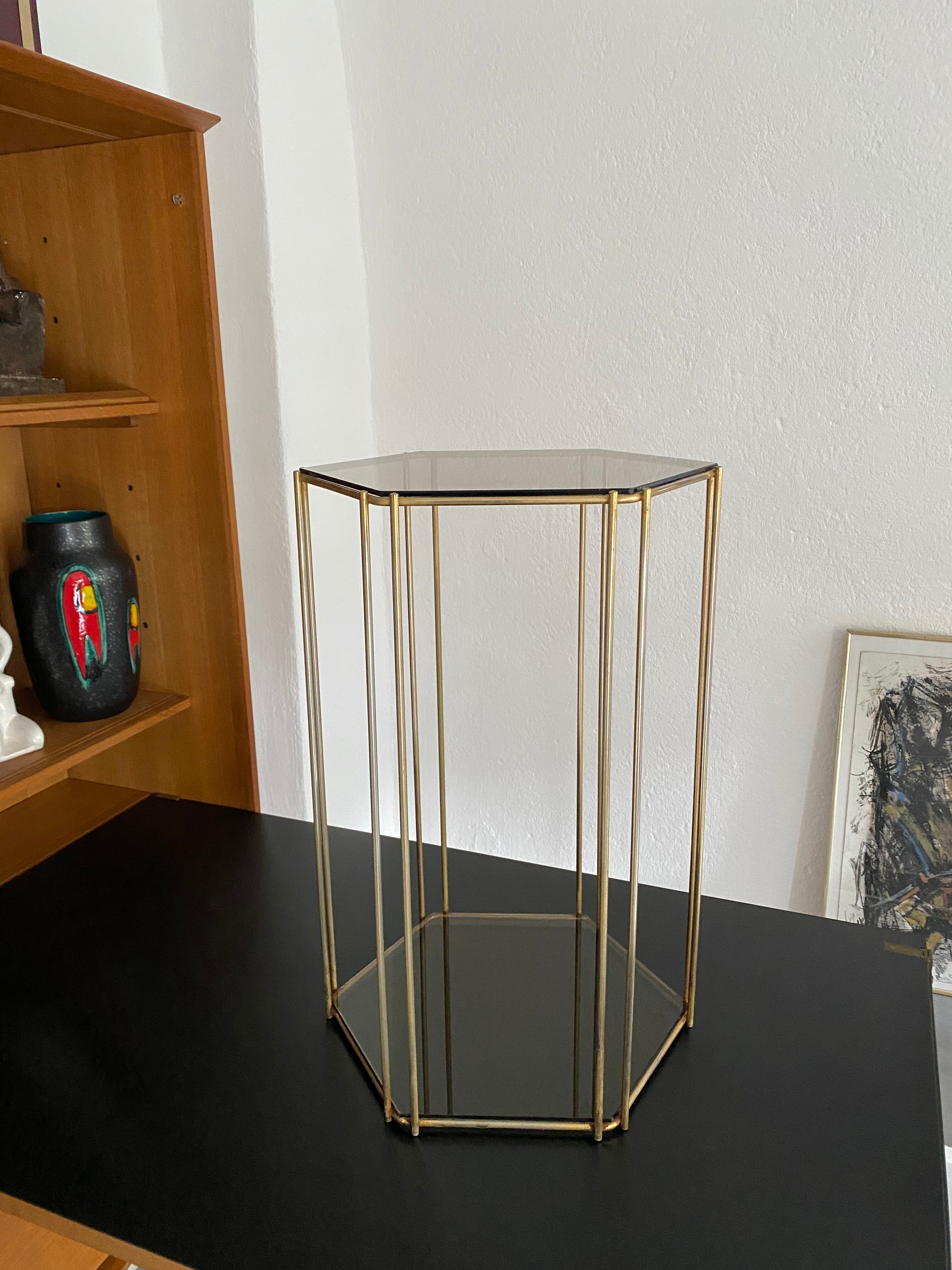 Vintage metal and glass side table