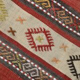 2x10 Kilim Red & Beige Hallway Kilim Runner, 69x316 Cm