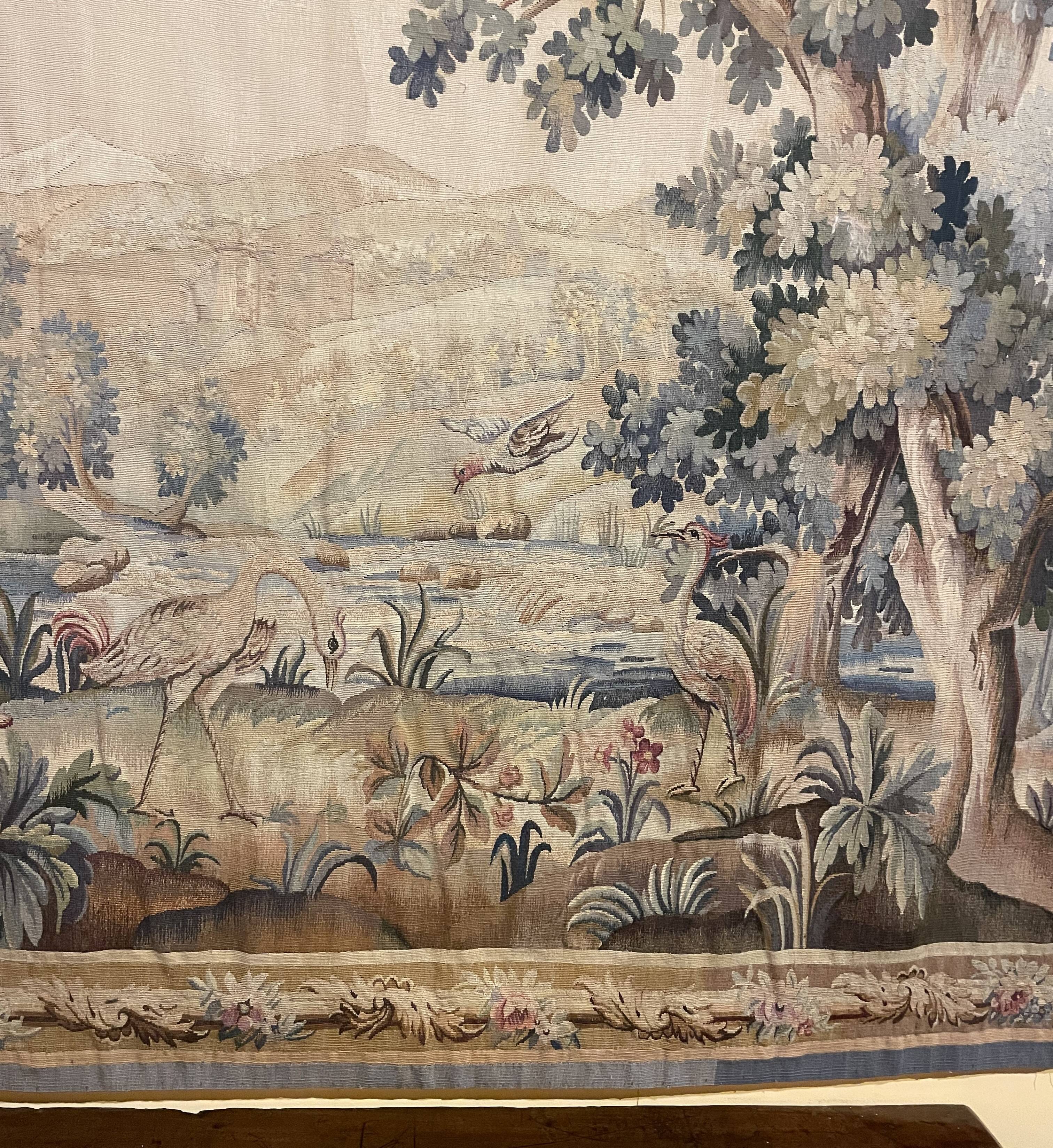 19th-century Aubusson Verdure tapestry