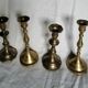Set of 4 brass candle holders