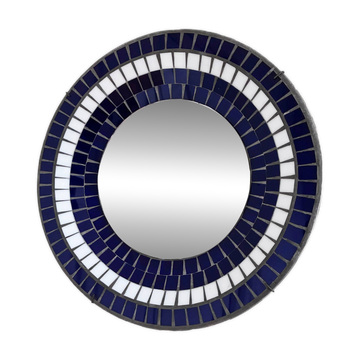 Miroir mural rond en mosaïque danois vintage, marqué B. J. H. Moller, années 1970