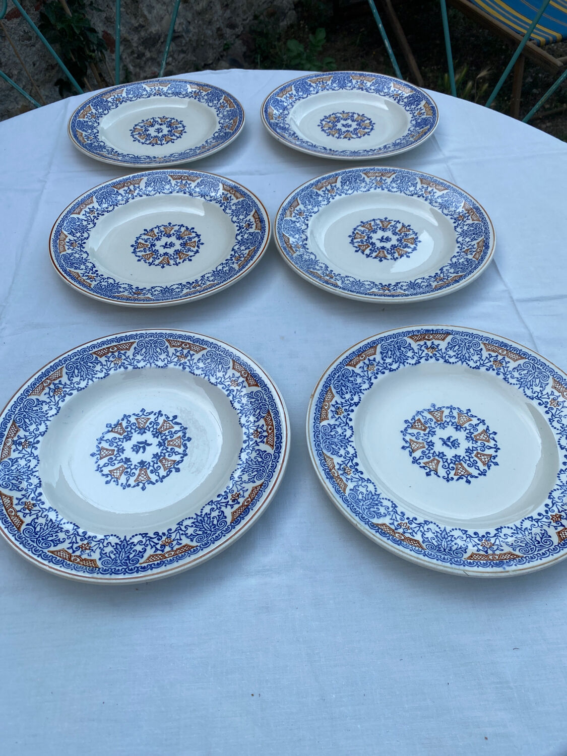 6 assiettes plates Longwy Rouennais