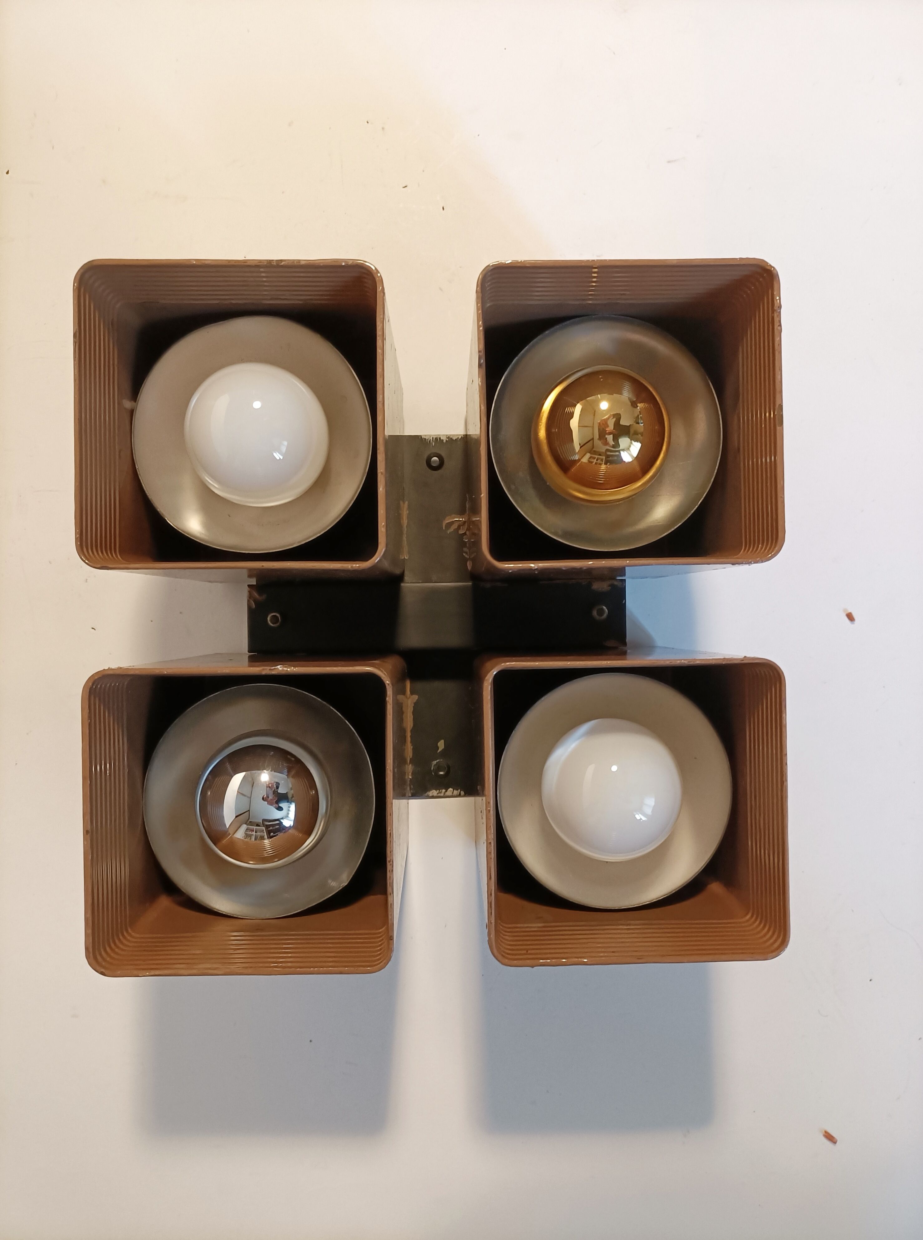 Pair of ceiling lights RAAK model Viervoud 1970's Vintage