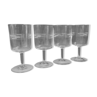 Set of 4 crystal wine glasses chiseled 50s