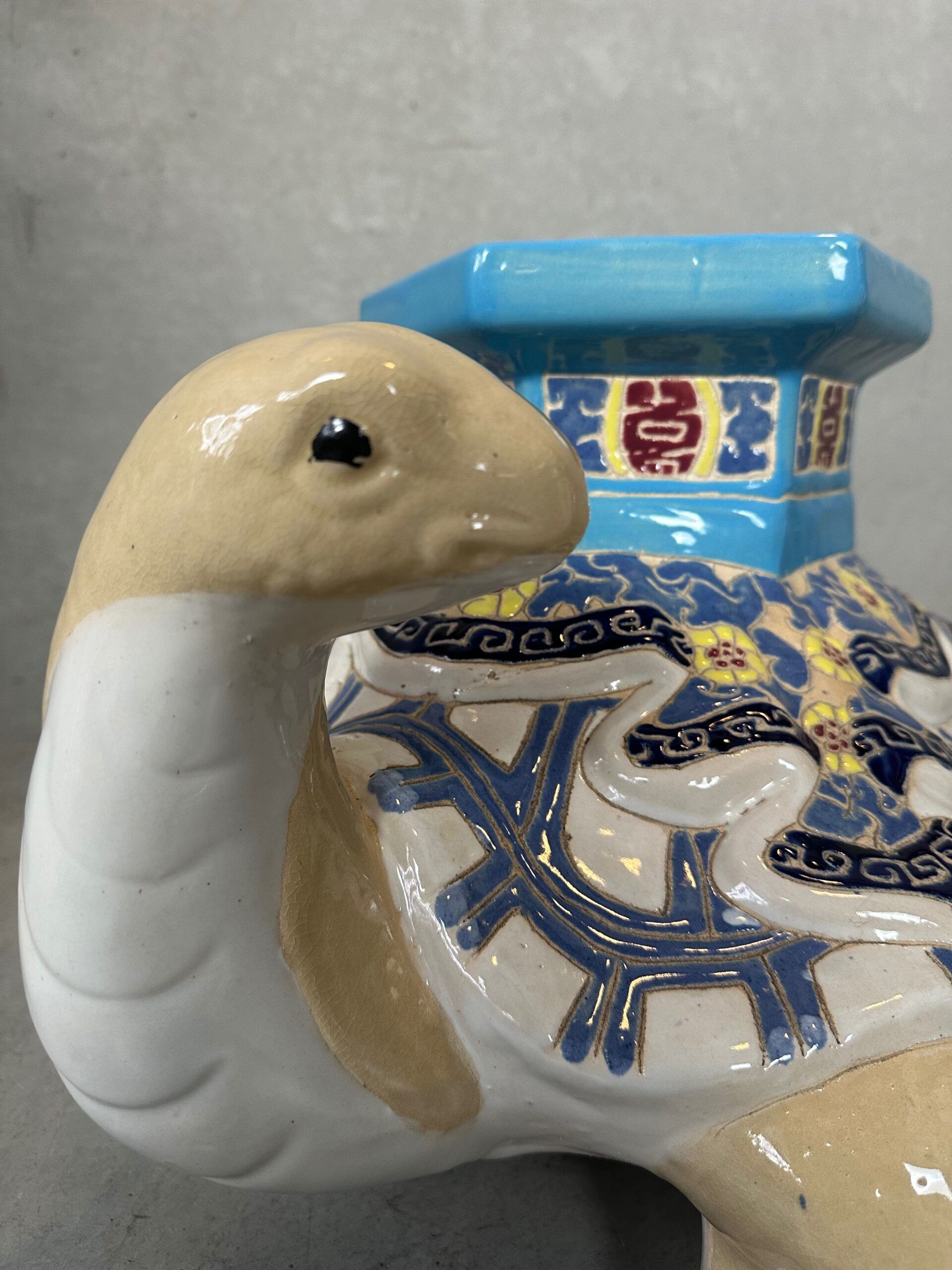 Support de plante en céramique vintage en forme de tortue