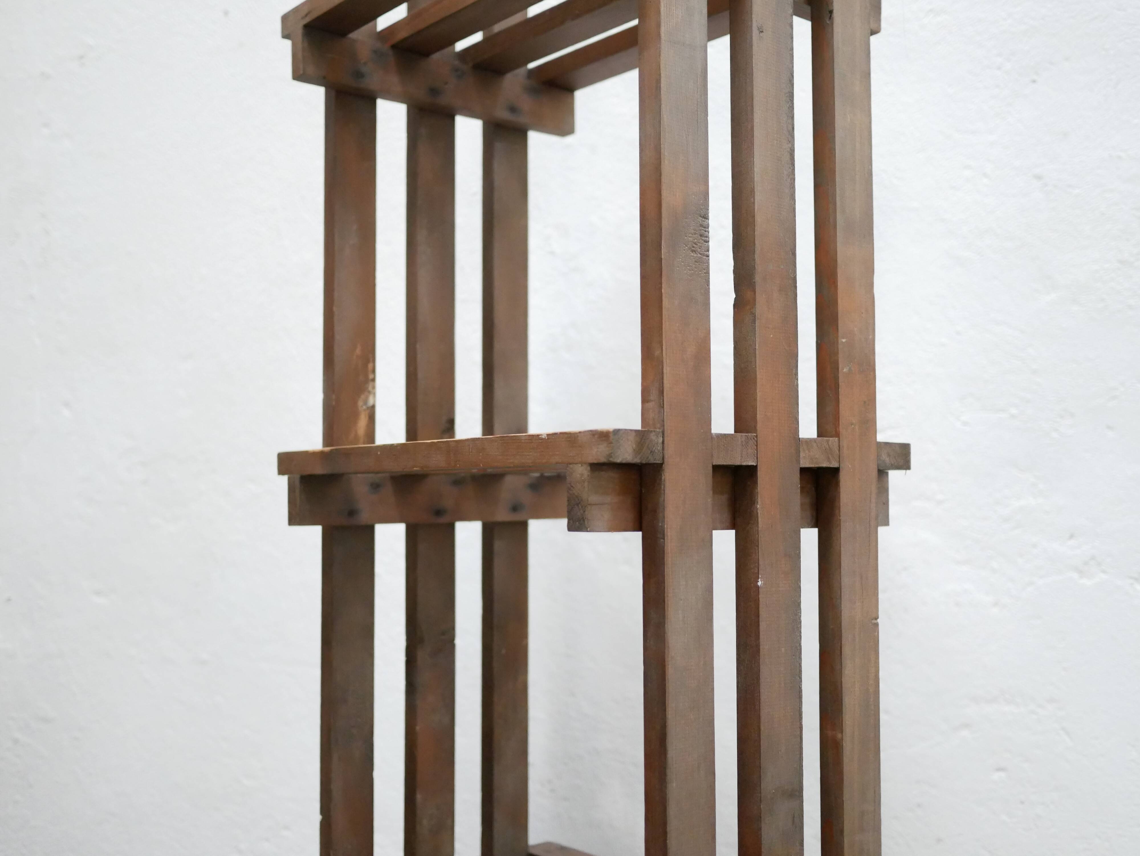 Vintage wooden column bookcase shelf