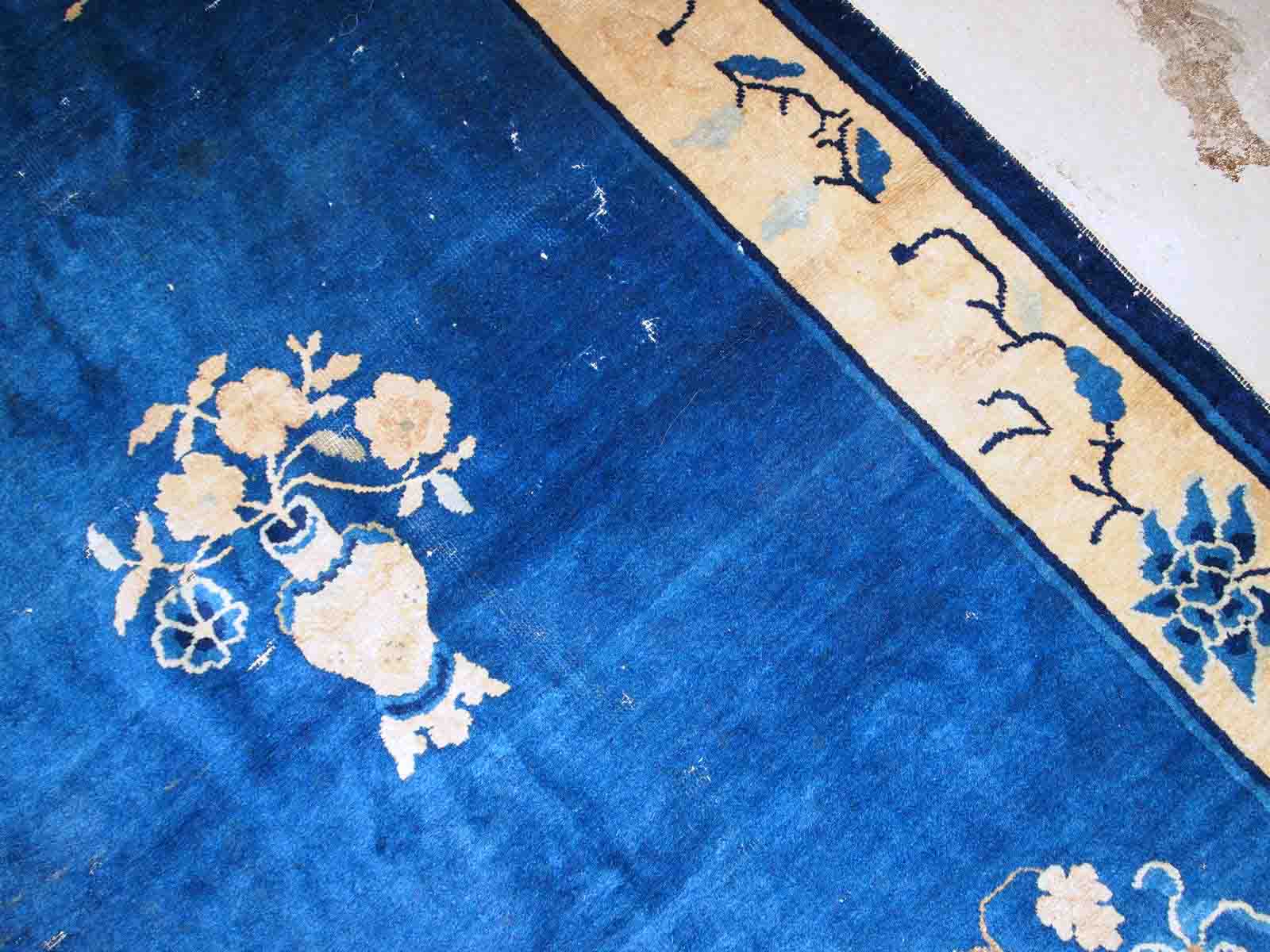 Old Chinese Peking handmade carpet 125cm x 195cm 1900s