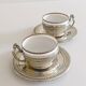Victorian Alpaca Silver Tea or Coffee Pair of Cups and Plates, England 19th C.