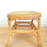 Table basse en rotin vintage