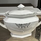 Art Deco sugar bowl circa 1930-40 Czechoslovakian porcelain - Silver trim