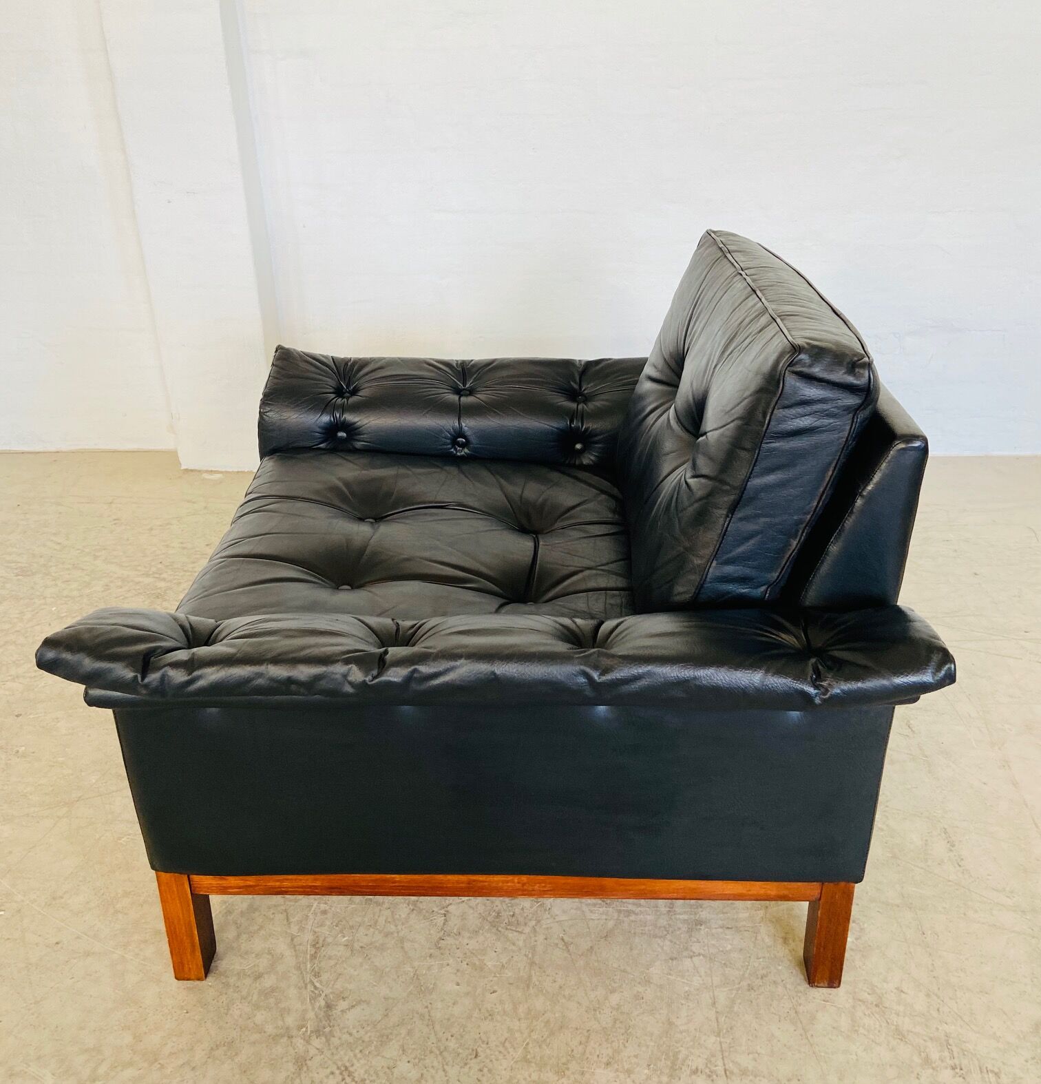 Vintage Danish mid-century black leather armchair – 1970s