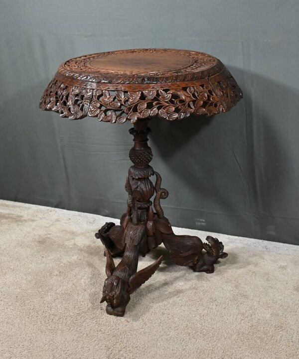 Guéridon Anglo-indien en Bois Exotique – Fin XIXe