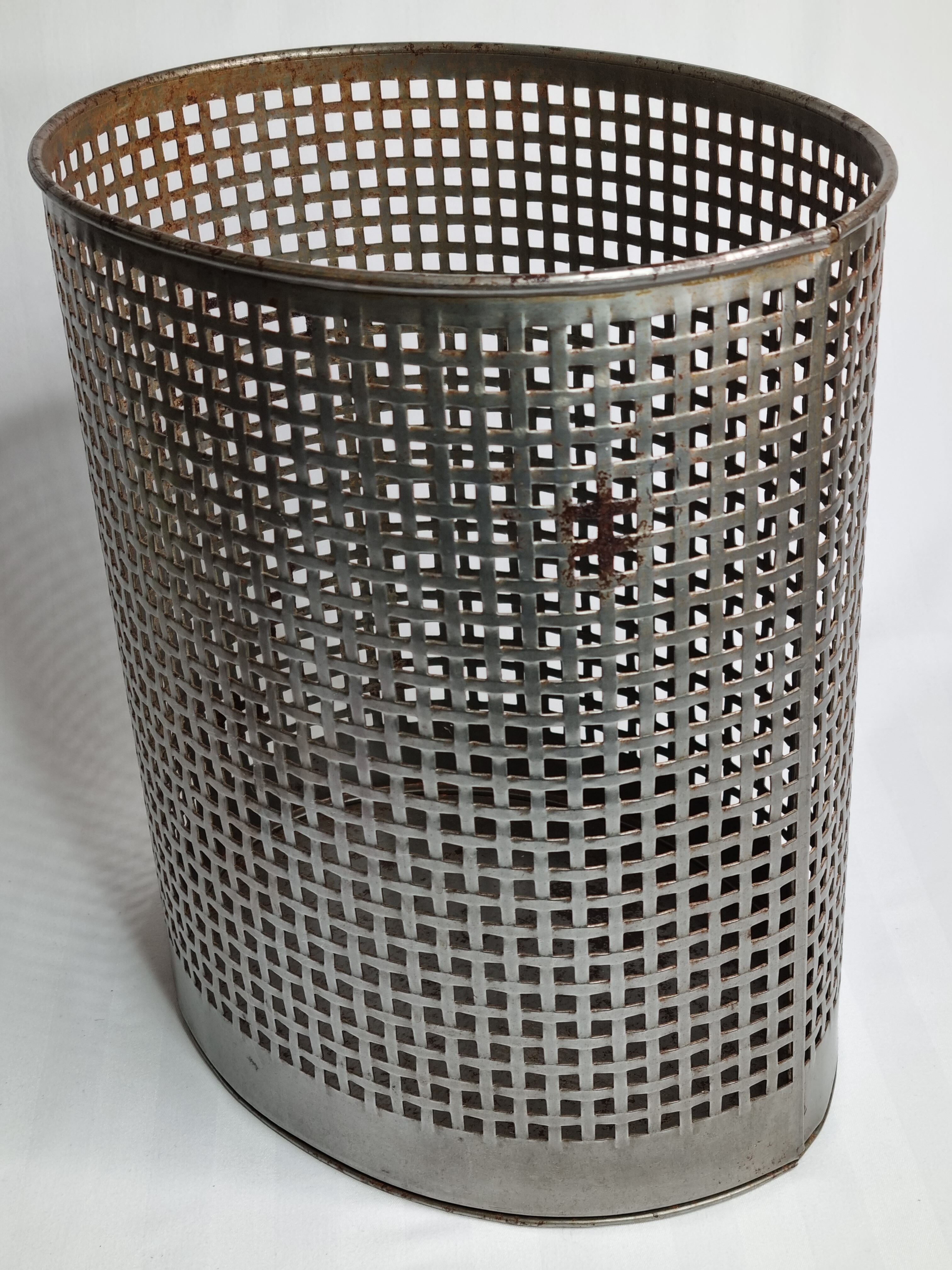 Industrial style metal wastebasket, 50s