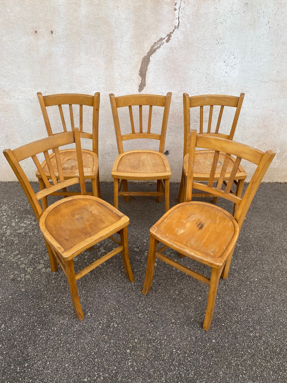 Set of 5 yellow bistro chairs