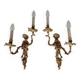 Pair of Régence style wall sconces in gilded bronze