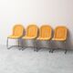 Set of 4 vintage Gastone Rinaldi chairs in chromed steel and yellow fabric, 1970s modernism