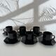 Service 6 tasses à café noires et sous tasses octogonales Octime Arcoroc France collection Esso