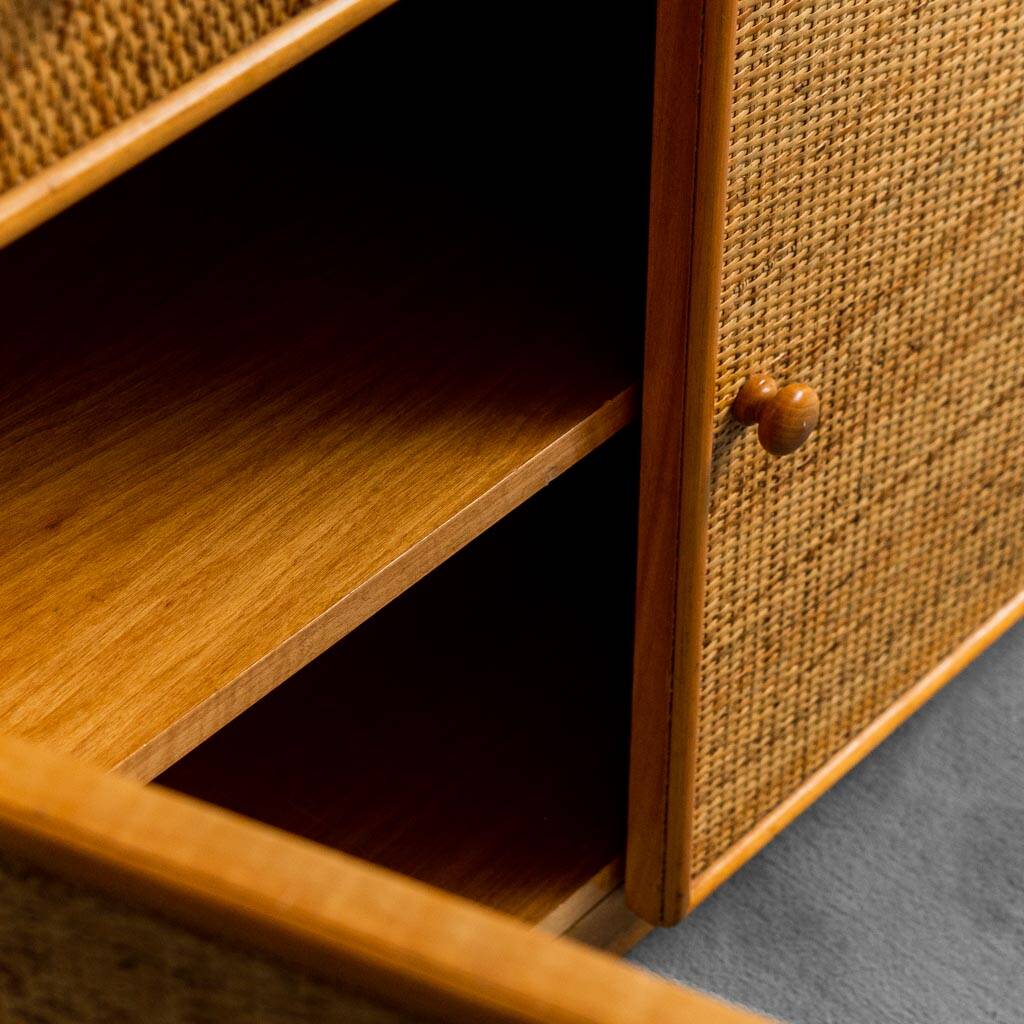 Commode en bois rotin 1970 vintage