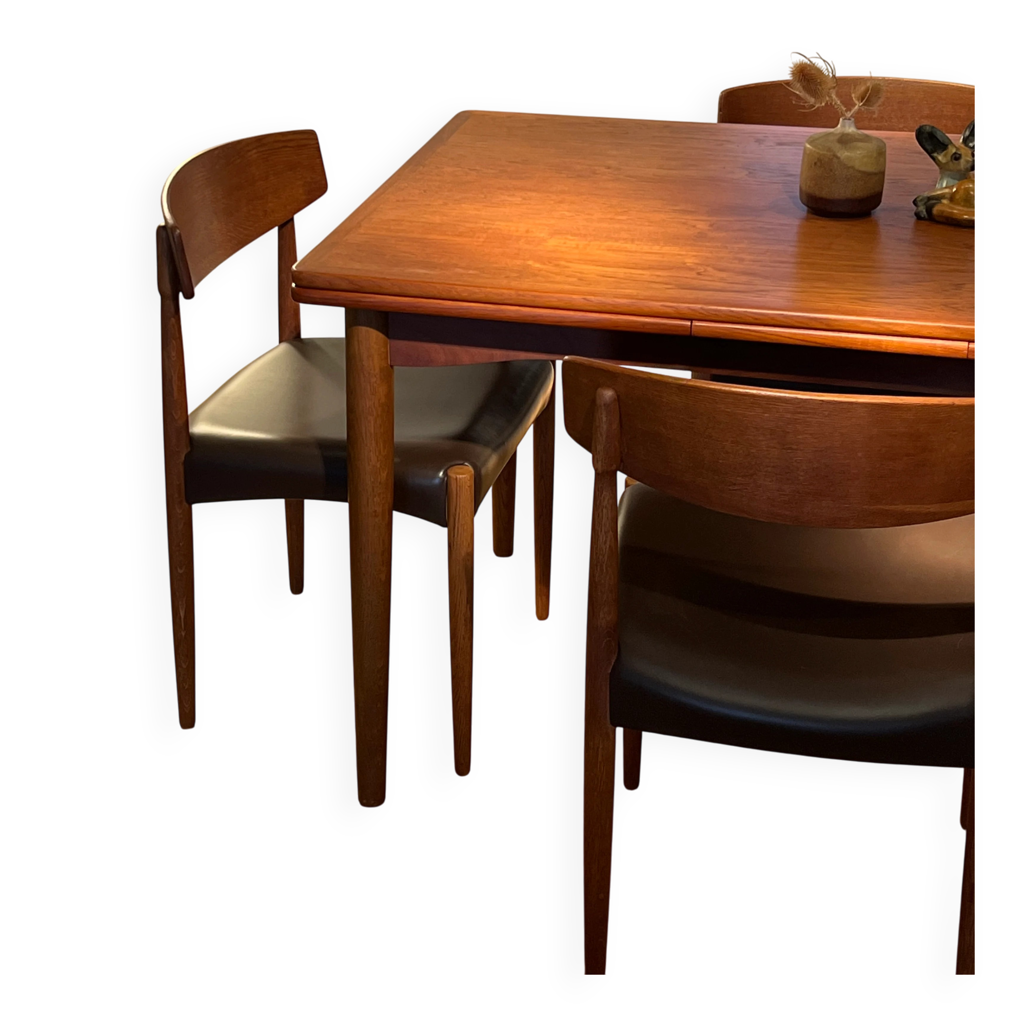 Set of 4 vintage Scandinavian "Huldra" oak chairs