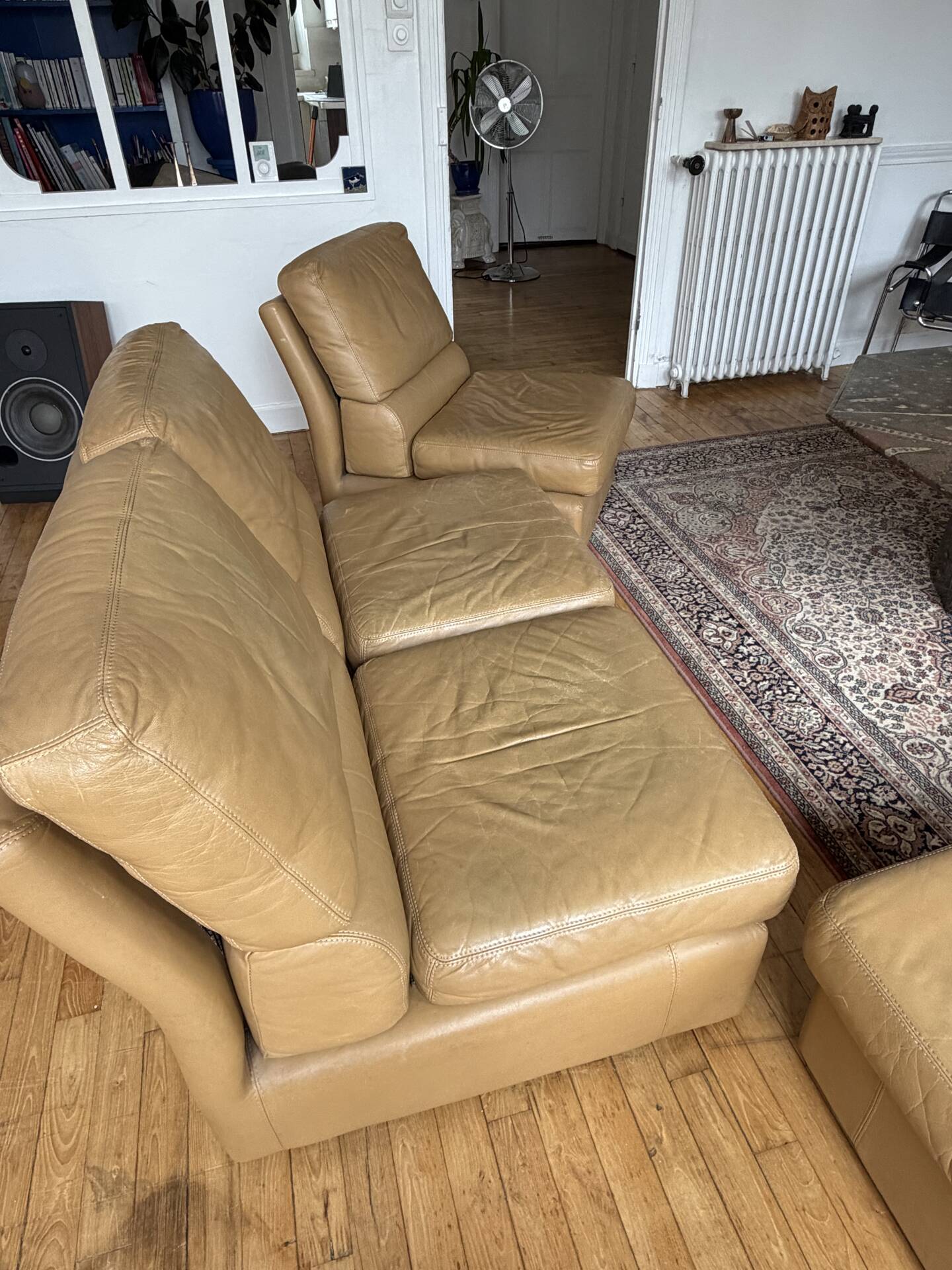 Lot de 5 chauffeuses en cuir vintage