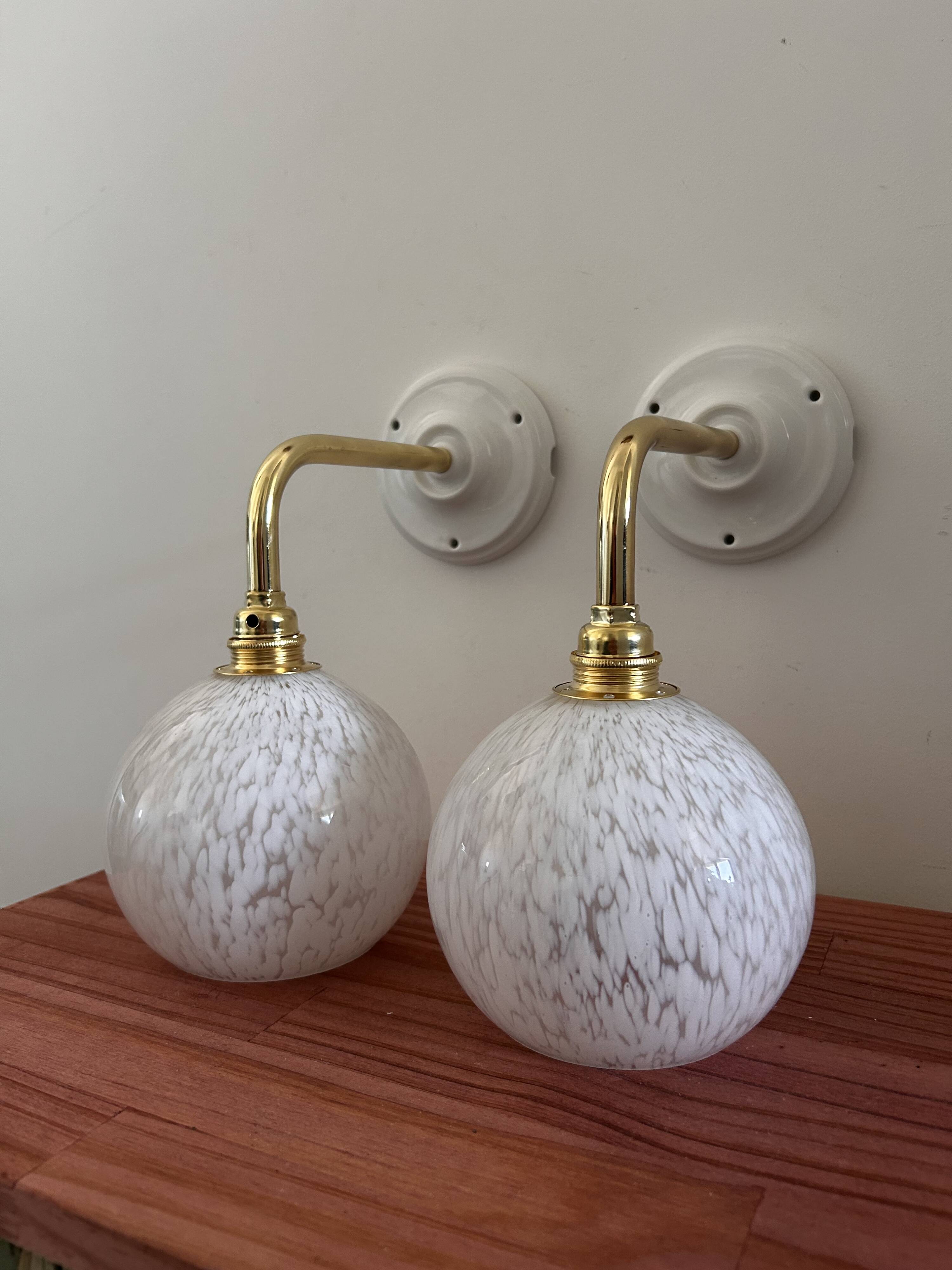Pair of white wall lights