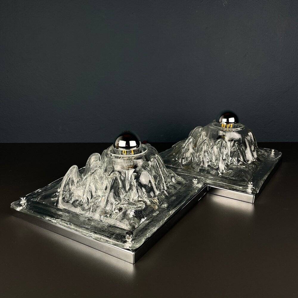 Murano wall lamps Polifemo by Angelo Brotto for Esperia, Italy, 1970s, set of 2