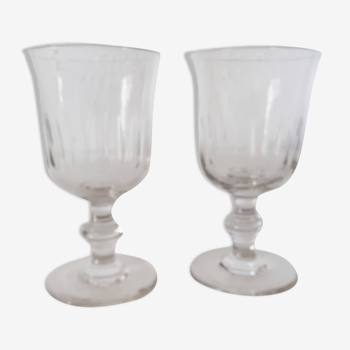 2 verres anciens forme tulipe XIXéme  début XXème