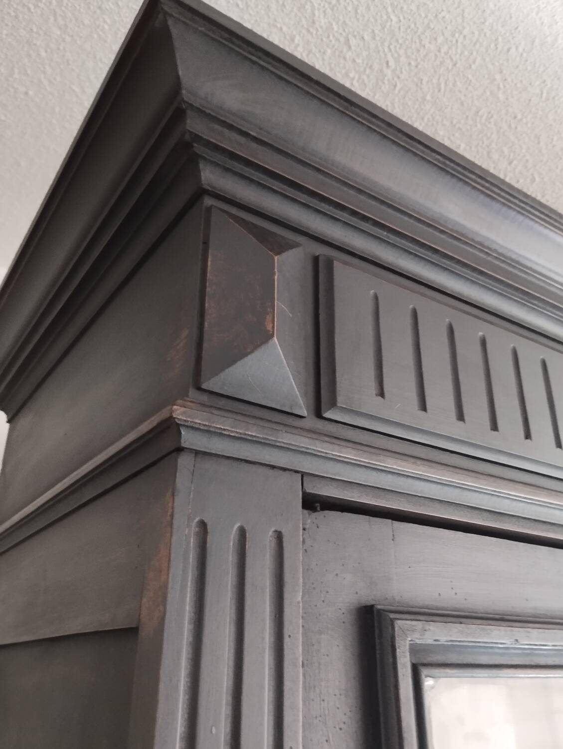 Old 2-door bookcase with black patina