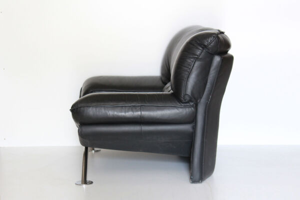fauteuil Vintage En cuir noir Des Années 1980