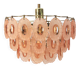 Chandelier vintage des années 70 avec 51 médaillons en verre rose, 37 cm