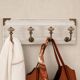 Vintage wall coat rack 40 cm – 4 metal hooks and ceramic knobs