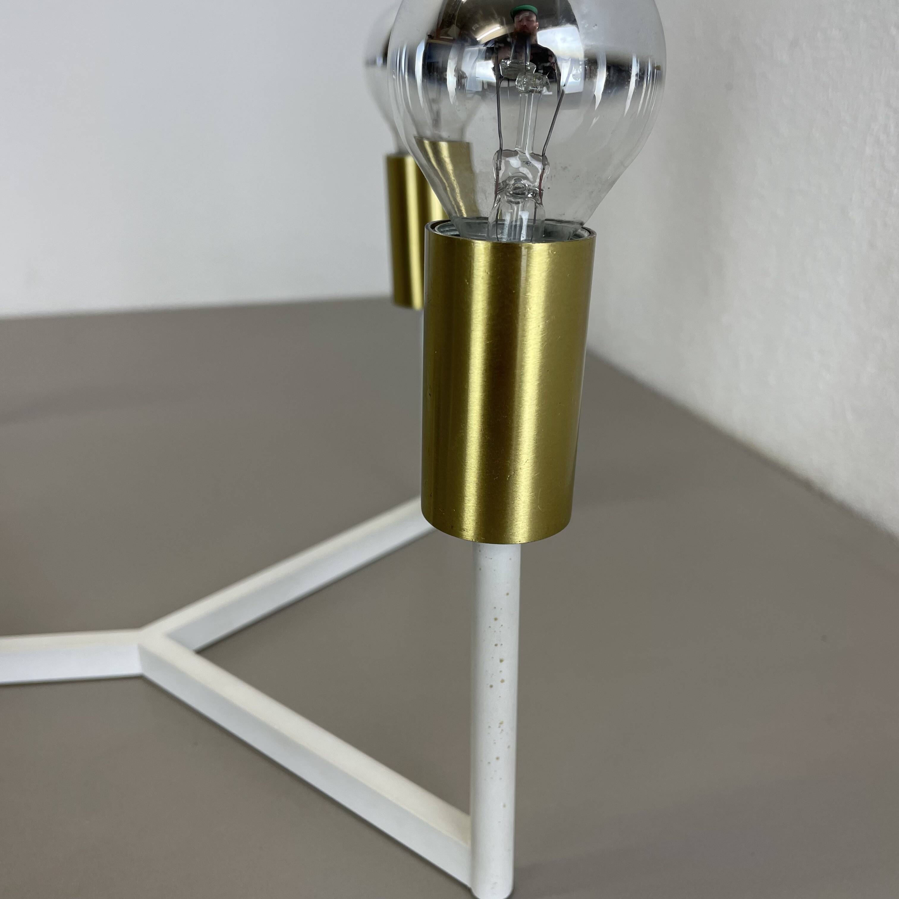 Large brass italian cubic sputnik ceiling light flush mount, italy, 1960s