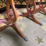 Pair of English style bedside tables in green leather