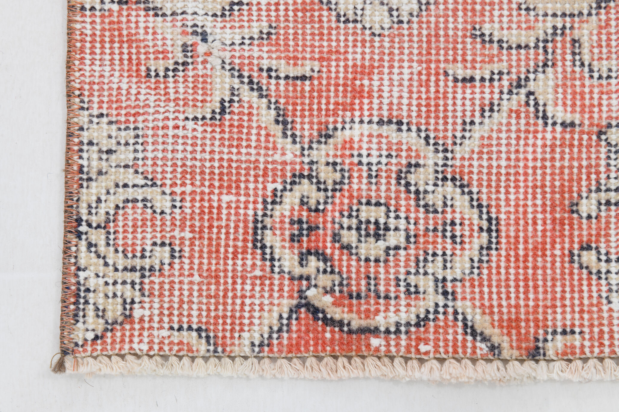 Floral red turkish runner rug, 324x90cm