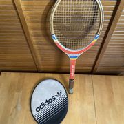 Vintage ADIDAS Cadet Wooden Tennis Racket + Sports Cover #E24