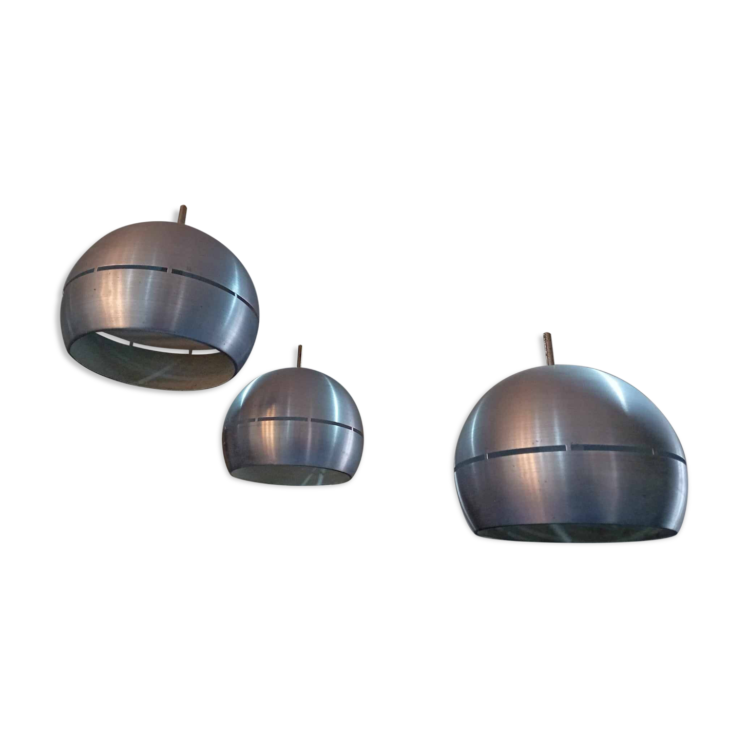 Set of 3 space age pendant lights, 1970s