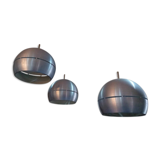 Set of 3 space age pendant lights, 1970s