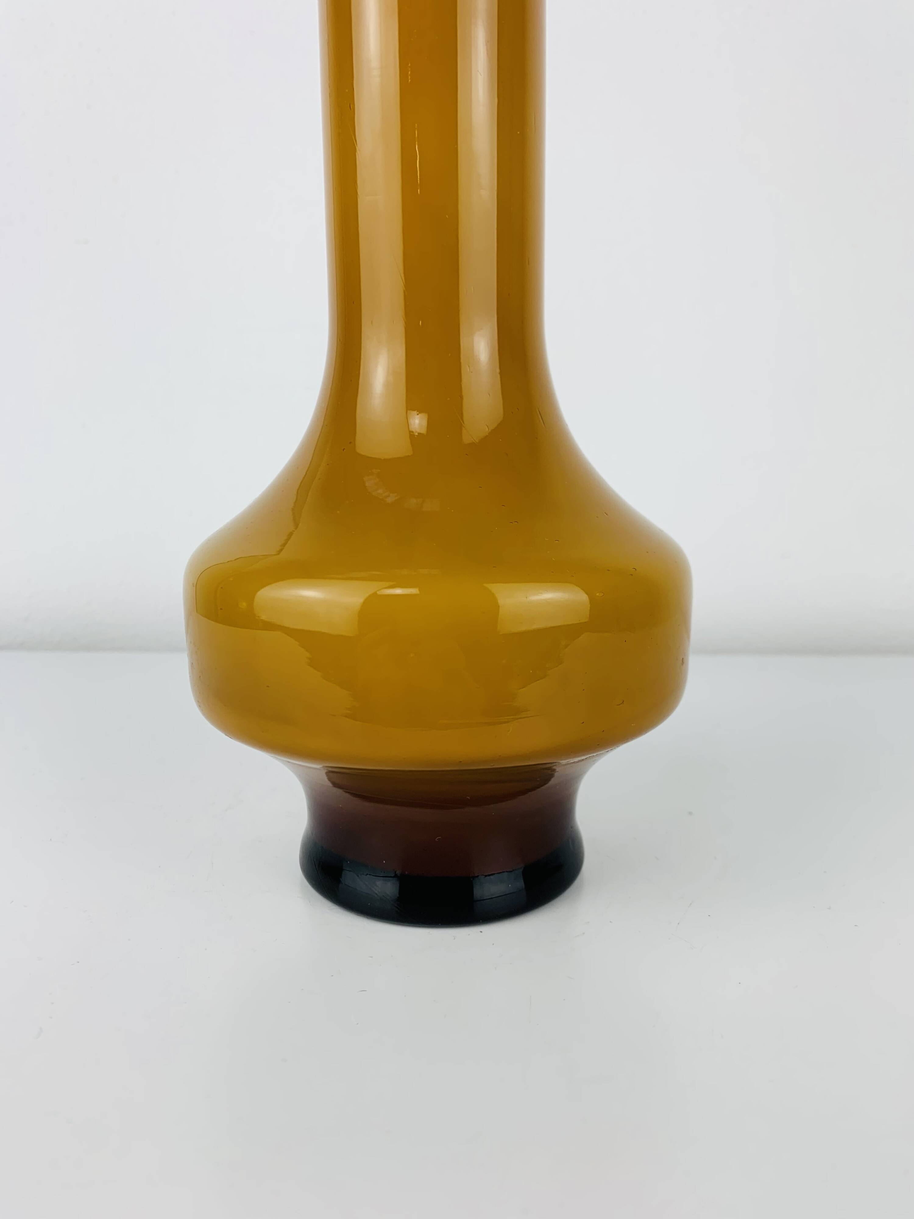 Scandinavian vase in opaque yellow glass, 1960s, vintage