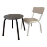 Chaise et table métal et bois