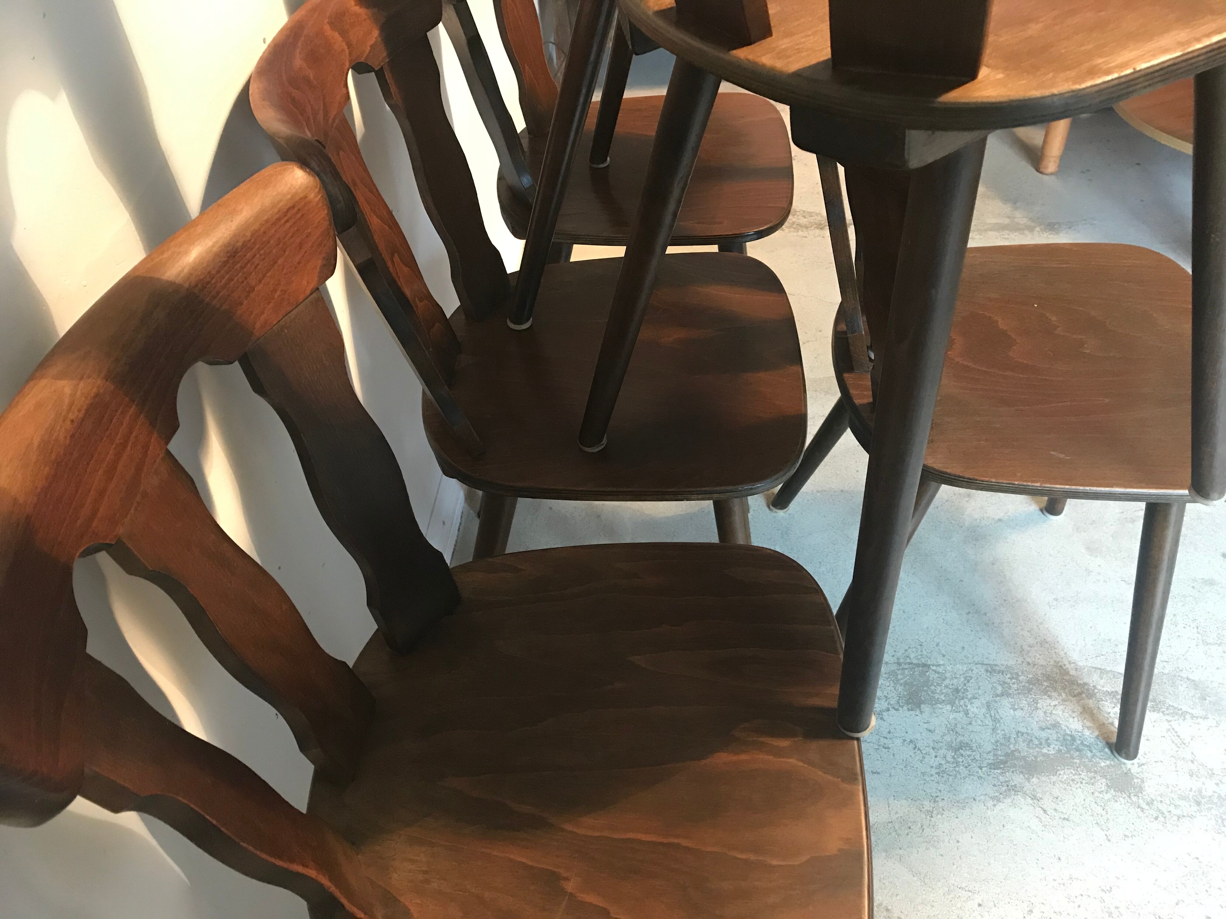 Lot of 6 chairs vintage bistro compass feet