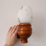 Pair of beech and opaline wall lamps, vintage