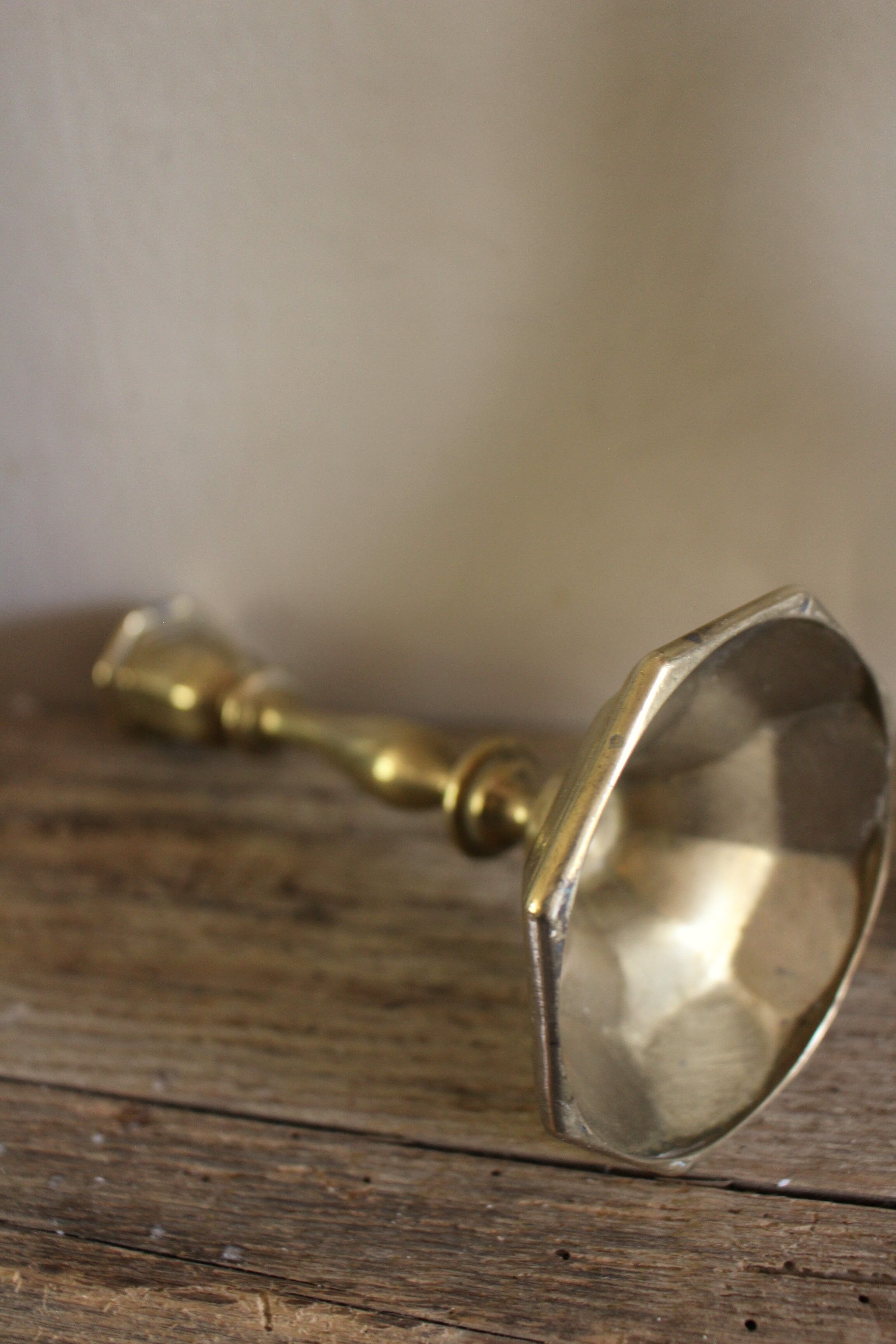 Candle holder Small brass torch octagonal base