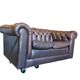 Vintage chocolate brown leather Chesterfield armchair/sofa