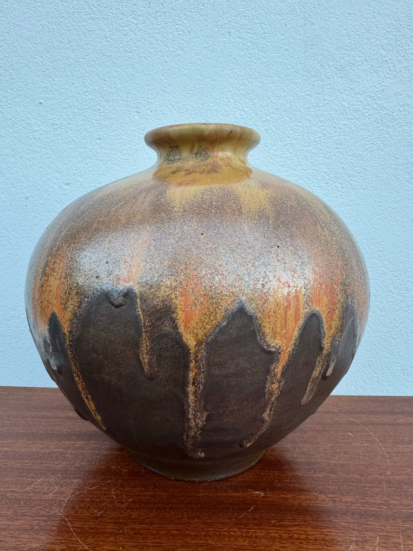 Large flared stoneware vase Art Deco