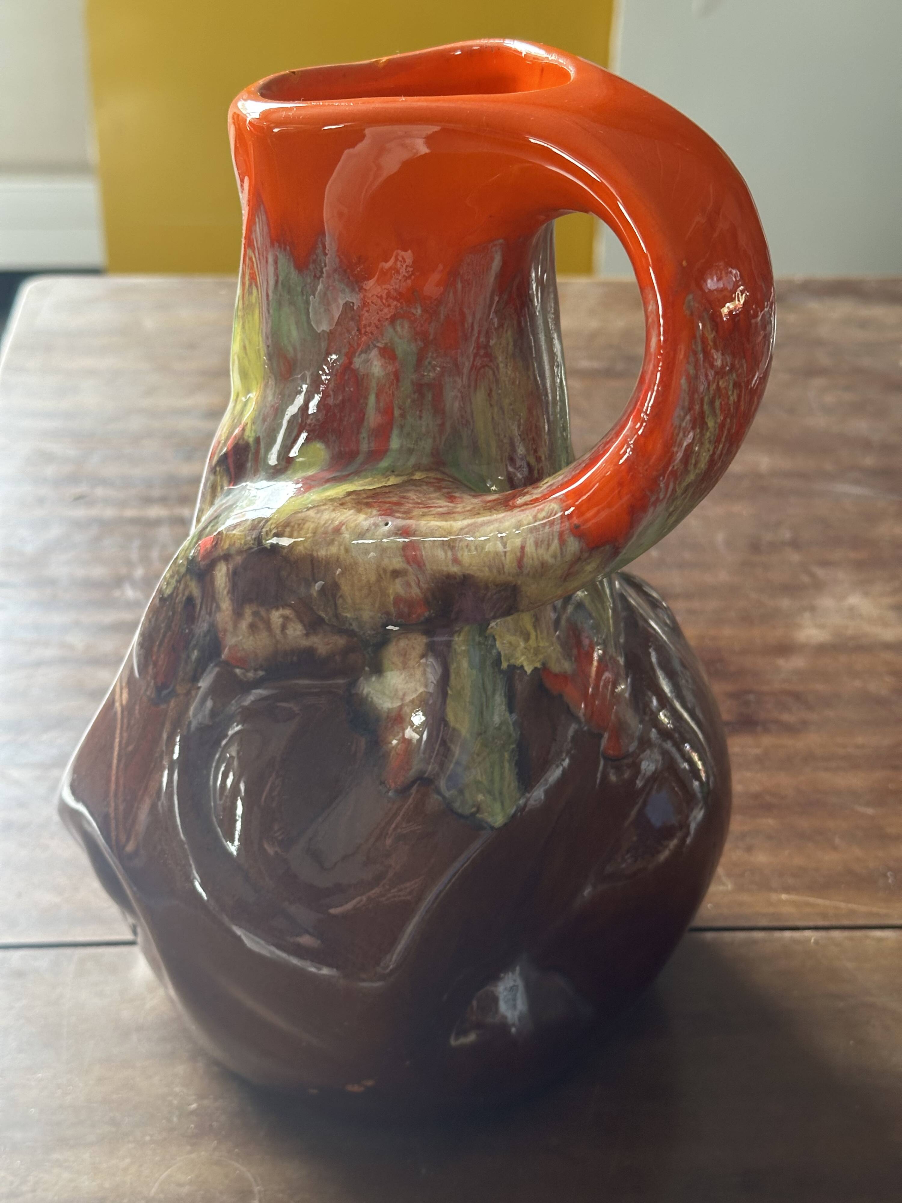 Vintage Vallauris Glazed Ceramic Pitcher, 30 cm High
