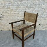 Fauteuil en bois et corde vers 1950